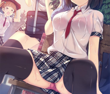 2次元女子高生が雨で濡れて下着が透けて見えるイラスト 2次元,女子高生,透け下着,パンチラ